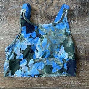 Aerie Blue and Green Floral Sports Bra like new size S